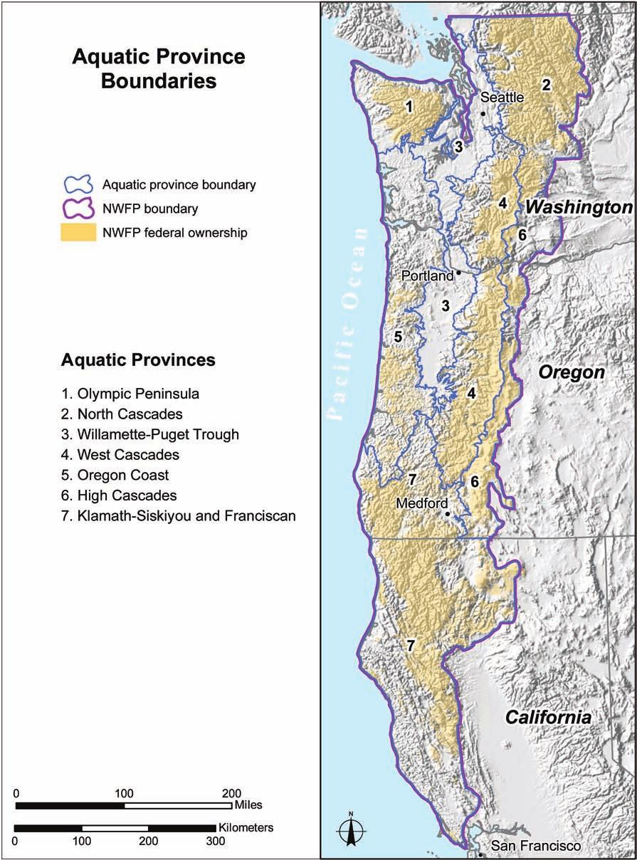 GENERAL TECHNICAL REPORT PNW-GTR-856 Figure 2 Aquatic provinces used to assess watershed condition in the Northwest Forest Plan (NWFP) area. The NWFP area extends from the U.