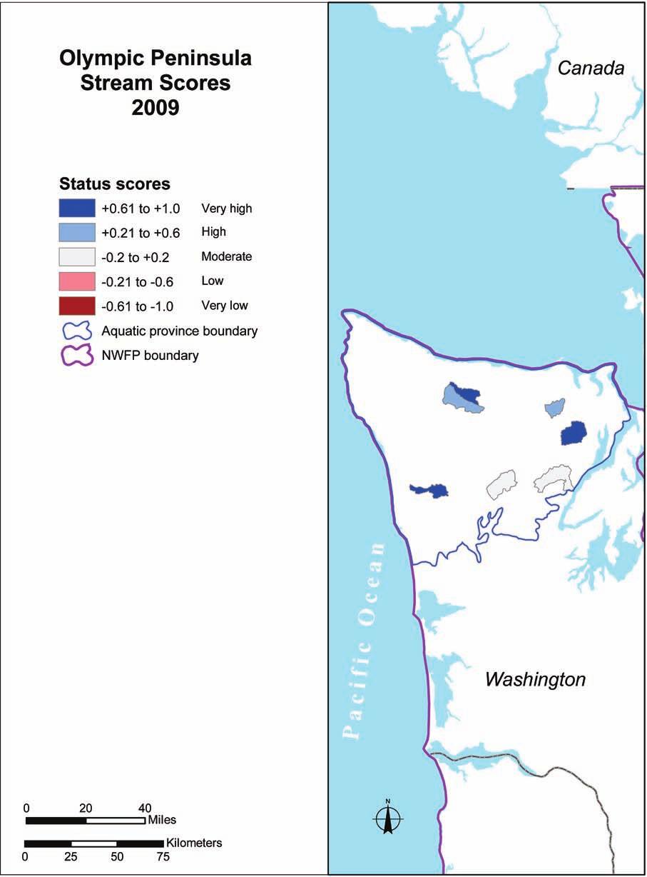 Northwest Forest Plan the First 15 Years (1994 2008): Watershed Condition Status and Trend Figure 63 Distribution of inchannel condition scores for the