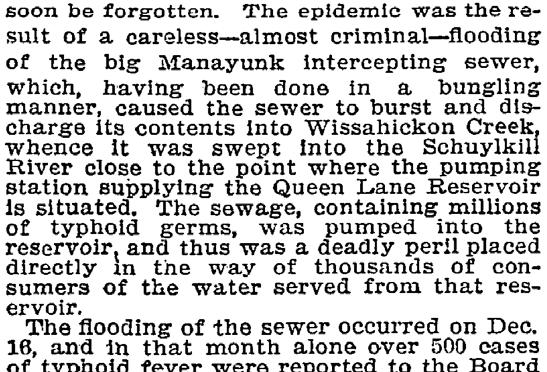 Typhoid Epidemic in 1897 1898 in