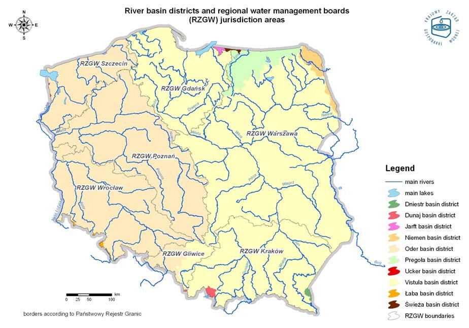 Chapter 6: Water Resources Management in Poland 113 Map 6-3 River basin districts and the Regional Water Management Boards (NWMB, 2009) Legal acts, before issued by the directors of RWMBs, have to be