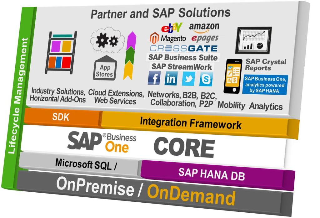 SAP Business One: Delivering Innovation, Flexibility and Customer Choice Manage TCO Extend the solution scope Enhance solution enablement for partners Orchestrate integration and