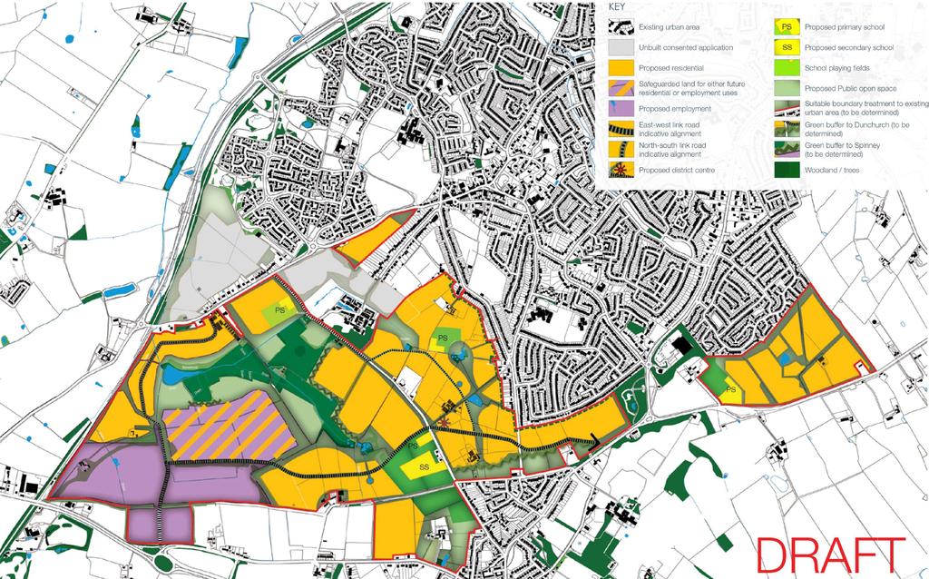 development plan background 2 Rugby Borough Council s Submission Local Plan allocates the South West Rugby site as a new neighbourhood for up to 5,000 dwellings and 35 ha (gross) of B8 (storage and
