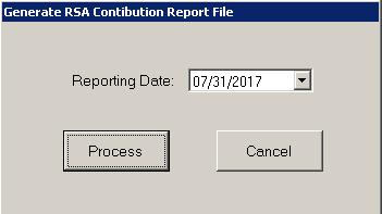 Generating the Contribution File 1. Click on State Specific>Alabama>RSA State Reporting. 2.