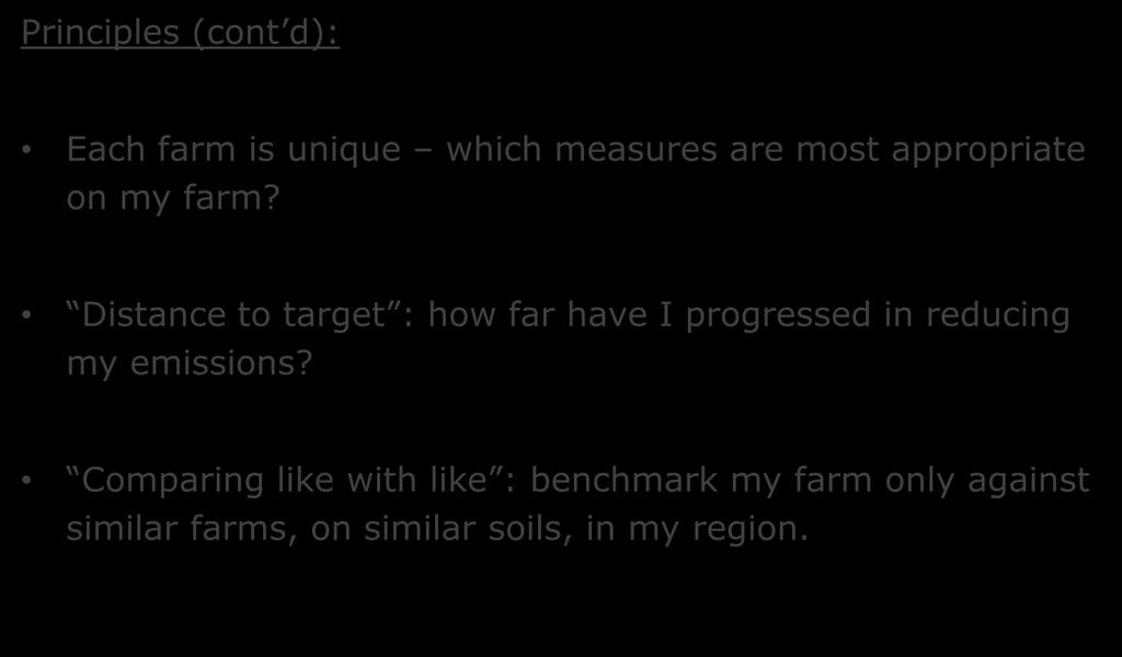 The Carbon Navigator Principles (cont d): Each farm is unique which measures are most appropriate on my farm?