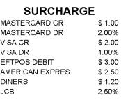 Press CANCEL to exit menu Step 10 Press OK to print surcharge summary receipt or CANCEL to exit Surcharge