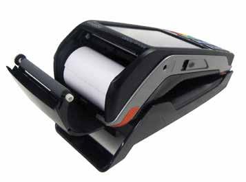 CHANGING THE RECEIPT ROLL Step 1 Open the paper compartment by lifting the catch located at the top of the contactless landing zone, and pull the cover to