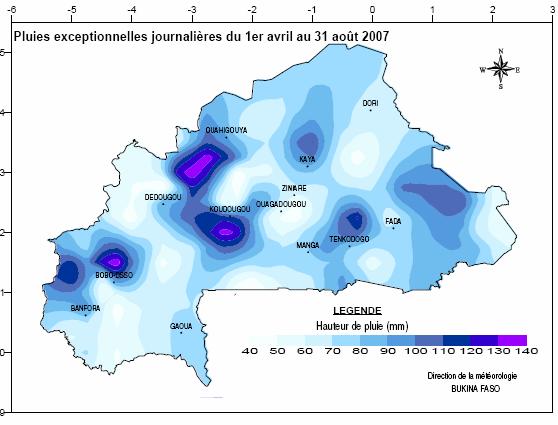 BURKINA FASO 2.2 HUMANITARIAN CONSEQUENCES AND RESPONSE The 2007 Floods The Sahel region receives 90% of its mean annual rainfall between June September.
