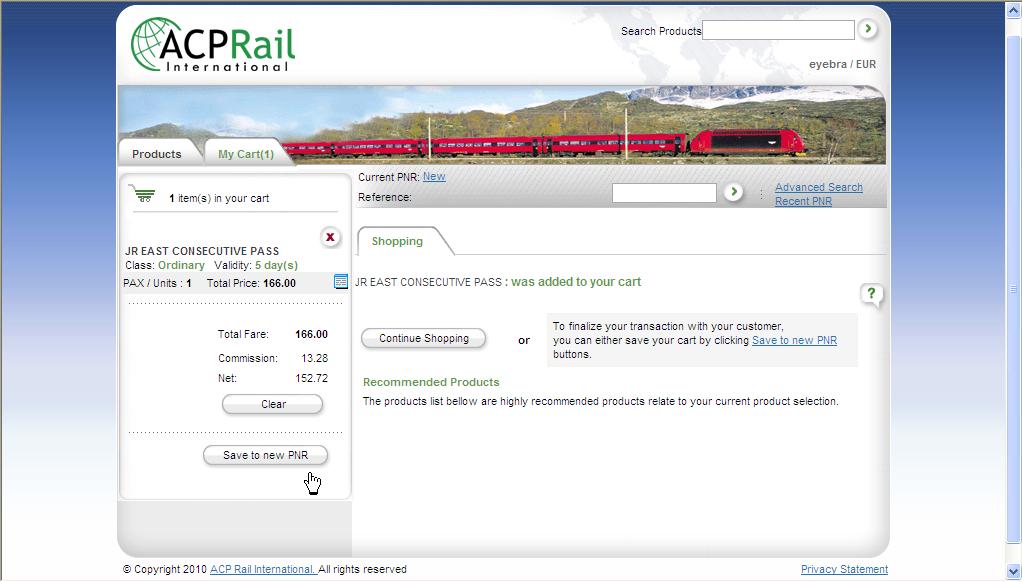 In the next screen you can continue shopping or save the item in a new PNR: Step: PAX Information