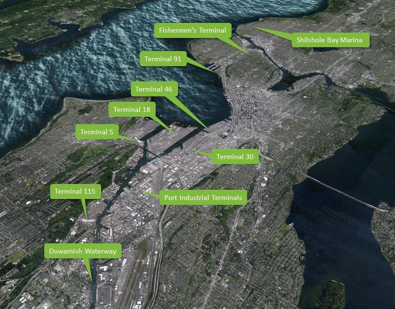 Figure 1 - Port of Seattle Maritime properties (image via Google Earth) The Utility has environmental, community and economic benefits; the triple bottom line.