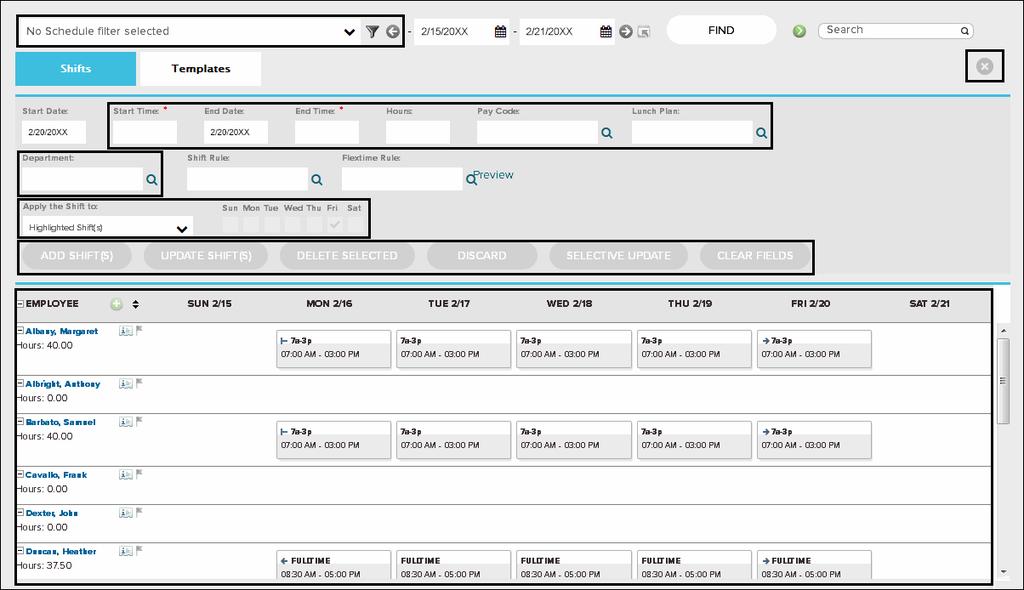 Viewing and Editing Schedules Overview To view or edit schedules, you can use a variety of tools in the shift panel and make a variety of edits directly in the scheduling grid.
