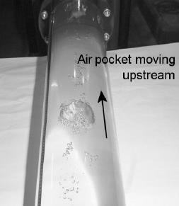 Dynamic Air Bubble/Pocket Behavior Larger air pockets move against the