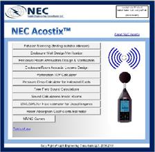 See also our 2015 Price List NEC Acostix TM gives best estimates for the sound insulation performance of the walls, silencers and louvers depending on the supplied data and acoustic material