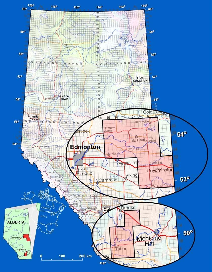 Areas in Alberta where Testing