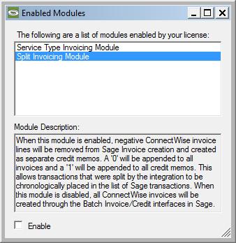 With Split Invoicing Disabled If your needs require invoice numbers to NOT be altered by the integration during transfer into Sage 50 Accounts, the Split Invoicing Module can be disabled from within