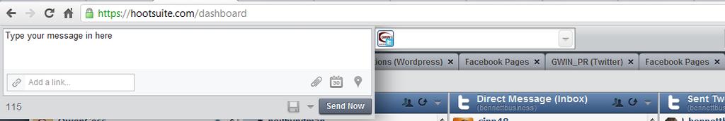 Type your message into the Compose Message dialog box and the message will be pushed to the selected networks.