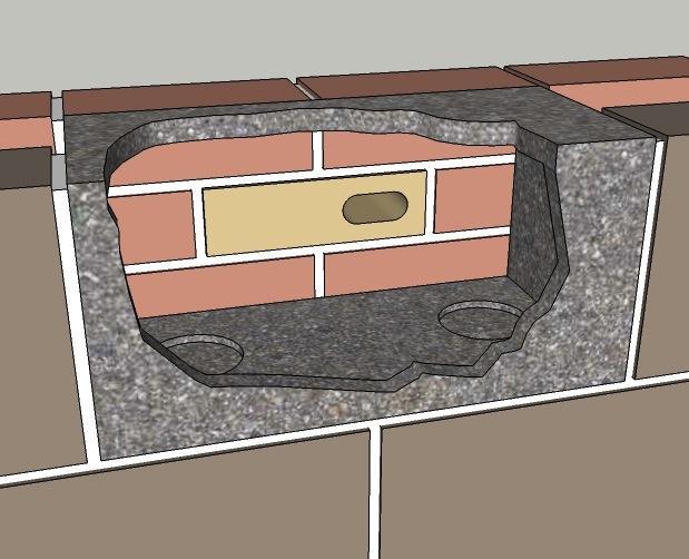 5cm x 20cm (the same size as an inner leaf block) and a whole-brick entrance insert.