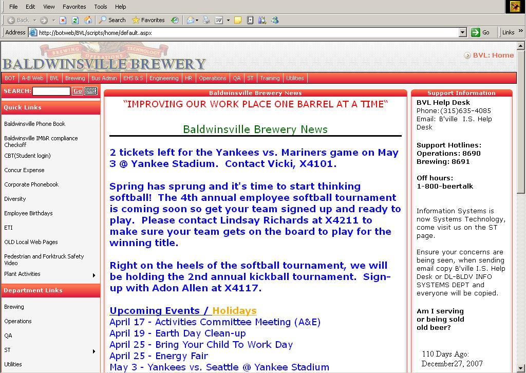 Utilities Web Page from