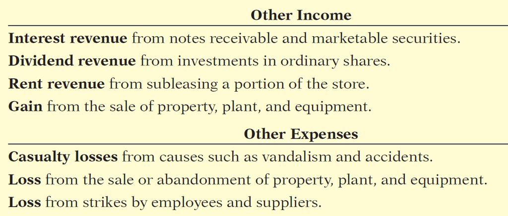 Forms of Financial Statements Income Statement Key Items: Net sales Gross