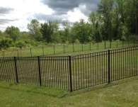 3) Black aluminum metal: fencing shall be compatible in style to the Echelon (or Echelon Plus), Majestic style fence produced by Ameristar Fence; or equal fencing which is a three-rail design without