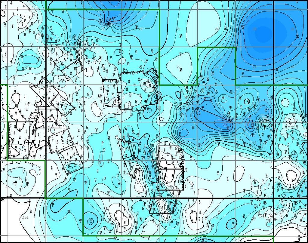 CLRP ADA Basal McMurray Net Water Isopach CLRP Project Area Drilled SAGD Patterns Pattern T Pattern V Patterns B-F T77