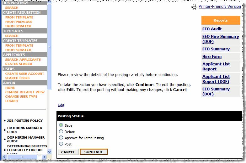 Click any arrow to sort by the selected column Click view to display the requisition Note that you can approve (post), return, or approve for later posting right from this screen.