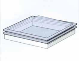 Figure 4.7: Typical out of plane rooflight (a) (b) Figure 4.8: (a) Galvanised mesh reinforcement between sheets of twin skinned rooflight and (b) guard-rail fitted over a rooflight.