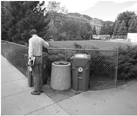 Bin Parity: Outdoor ZW Stations Exposed aggregate trash cans through 2000 50 cans campus wide Subject to vandalism