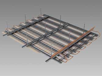 Plafotherm GK VarioFlex Heated and Chilled Plasterboard Ceiling, suspension channel as primary and secondary grid, heating/cooling technology clipped-in by means of spring clips The coils of
