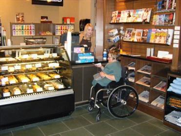 Food service lines: All cafeteria style lines accessible 50% of self service areas.