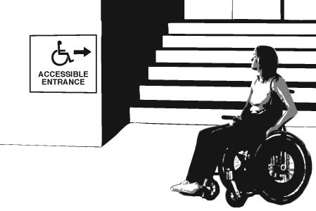 Designate an entrance and make it accessible Ensure that accessible entrance can be used independently and during the same hours as the main entrance 1.