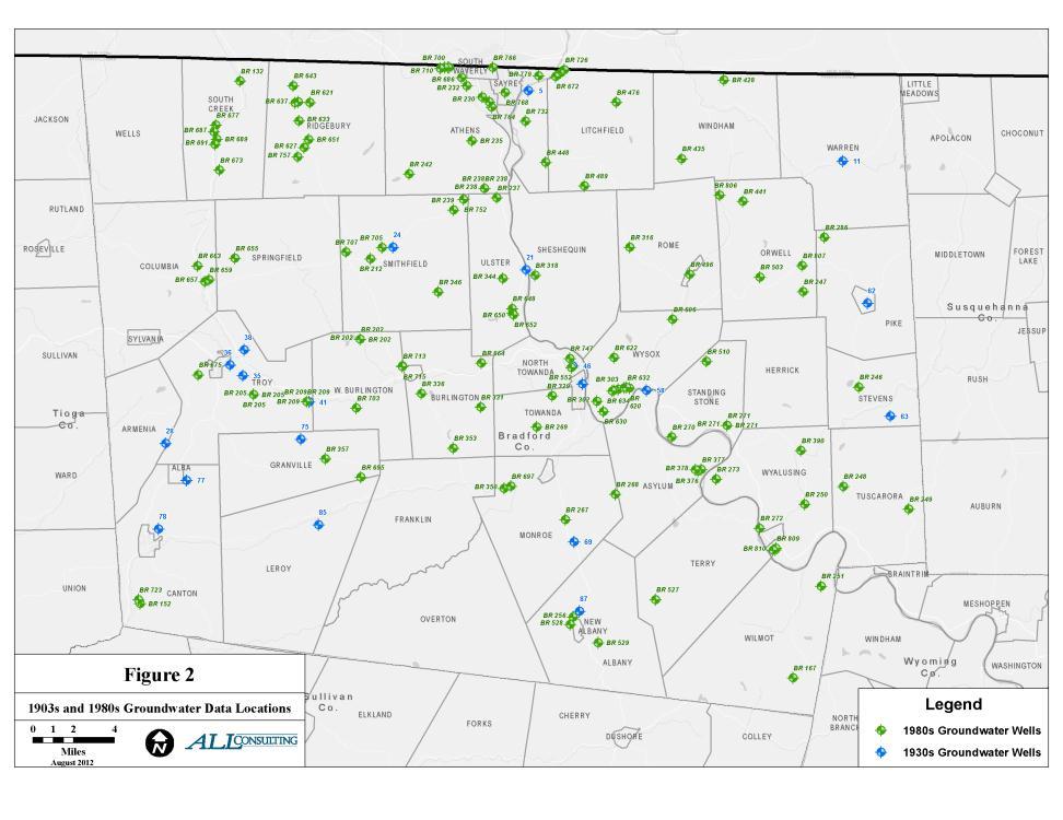 1980 Groundwater Data The 1980s groundwater quality data was gathered during a period of relatively little oil and gas activity in northeastern Pa.