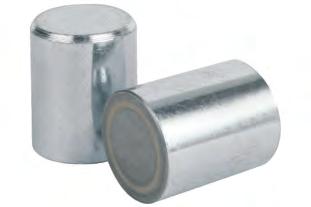 K0546 Round holding magnets (round bar grippers) in AlNiCo without fitting tolerance ±0,2 ousing in galvanized steel. Magnetic core AlNiCo. K0546.01 ±0,2 magnetic end Shielded system.