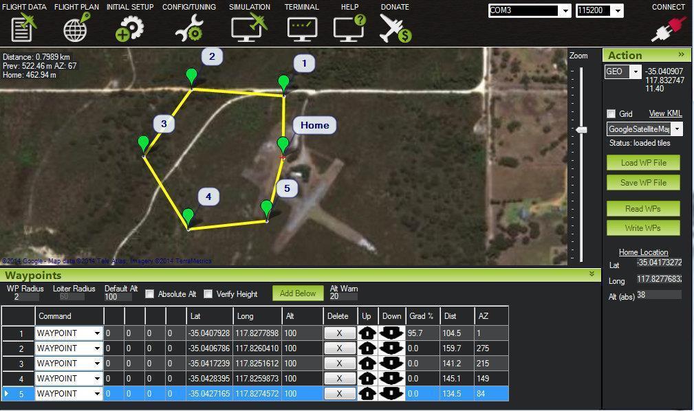 III. Automation Through Laptop Interface Automation is enabled in the flying wing with help of a hardware Ardu Pilot and software interface called the Mission Planner.