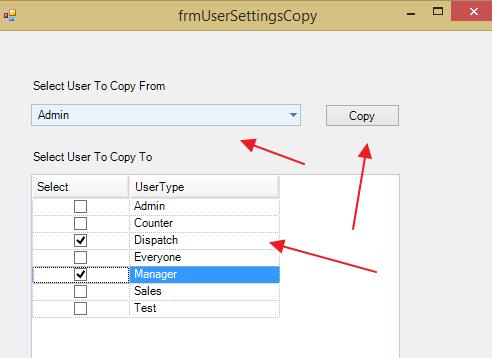 Choose Admin from the Select User to Copy