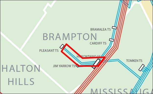 Figure 6-6: H29/30 Supply to Pleasant TS Based on the assessment carried out as part of the NW GTA IRRP, the maximum carrying capacity of the transmission line to Pleasant TS is approximately 417 MW.