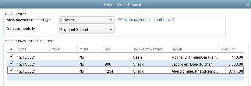 Make deposits After you record a sales receipt or receive a payment for an invoice, tell QuickBooks where to deposit the money.