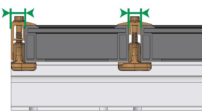MV 3.4 Space requirement for middle and end clamps 13 mm 12 mm End clamp mounting flush with the rail end possible. Push the modules all the way towards the rail nut of the middle clamps.