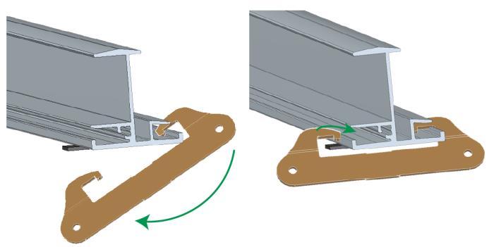 Gluing on EPDM units (alternatively tape) Alternatively glue onto entire insertion rail Glue the EPDM units onto every raised bead below the insertion rails.