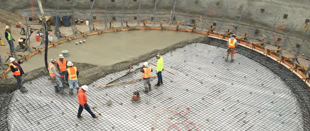 FLOOR & FOOTINGS A typical prestressed concrete tank floor consists of the following features: A