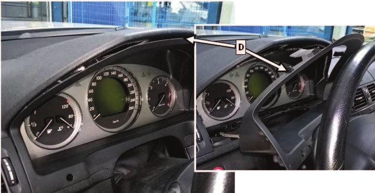 7 3. Remove panel (D, Figure 8) from around the instrument cluster; refer to WIS: