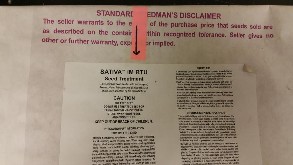 SEED TREATMENT LABEL 38. (2 point question) What does the term RTU mean on the label? A.