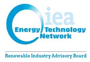 RIAB (Renewable Industry Advisory Board) Yearly meetings including: One Annual meeting in Paris One-two special events during global conferences (e.g. IREC, WFES) Input and review to IEA Renewable Energy Market Report Active participation in IEA events (e.