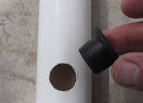 Install grommets and adapters in the 2" pvc supply line at each 36" frame leg except those at