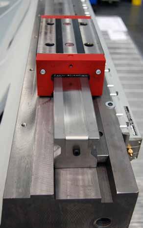 Design of the roller packs optimizes way surface contact and rigidity Hydraulically preloaded ballscrews provide superior axis stiffness via constant preload which is unaffected by heat Large,