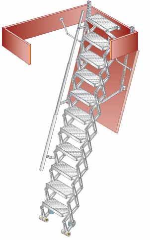 TM ARTICULATED LADDER Industrial Grade Kimberley s new Retractable Articulating Attic Ladder consists of a timber ceiling frame. A telescopic hand rail is included.