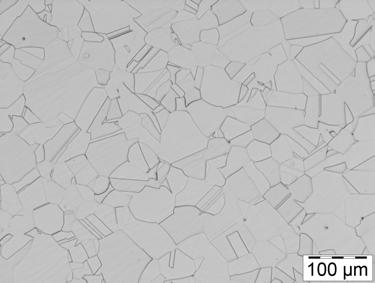 Figure 5. Polished and etched structure of a cross section of the 904L pipe. The grain size was determined to ASTM index 5, corresponding to an average grain diameter of 62 µm. 5.4 Failure investigation summary - The chemical composition fulfills the requirements for 904L.