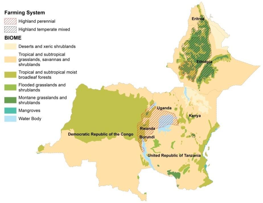 Table 3. East African Highlands Target Area and Population Farming/livelihood System Area (km 2 ) % Population % Pop.