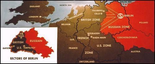 government. Germany & Berlin divided into 4 zones Berlin blockade, 1948.