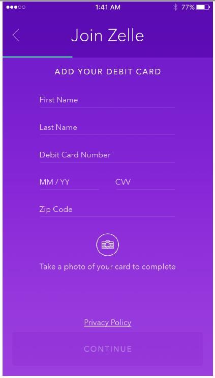 User entering entering their their debit debit card card details details Setup Setup complete.
