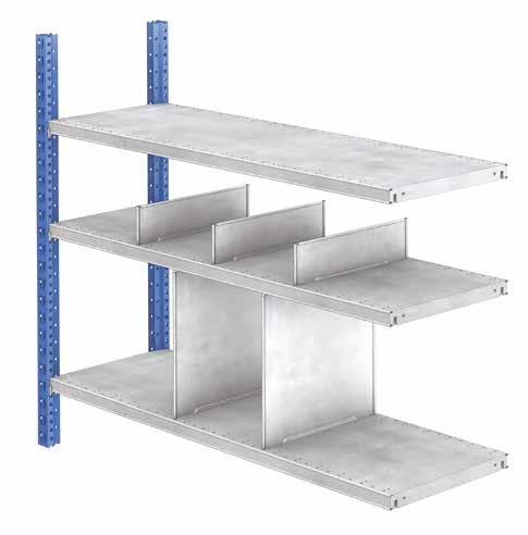 Basic structures Slotted shelf dividers Vertical separators which enable compartments to be built in the levels made of HM shelves.